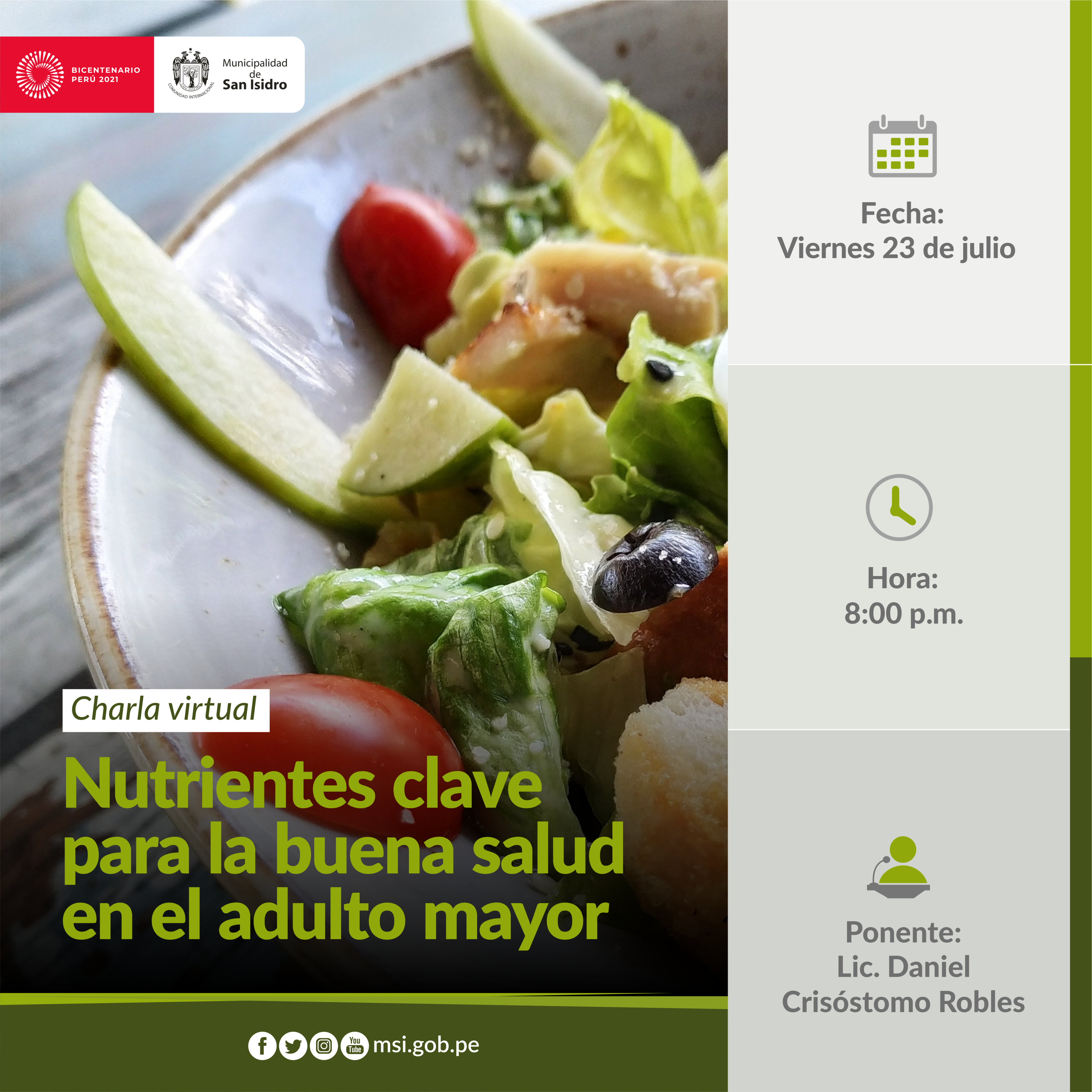 Nutrientes para la buena salud en el adulto mayor