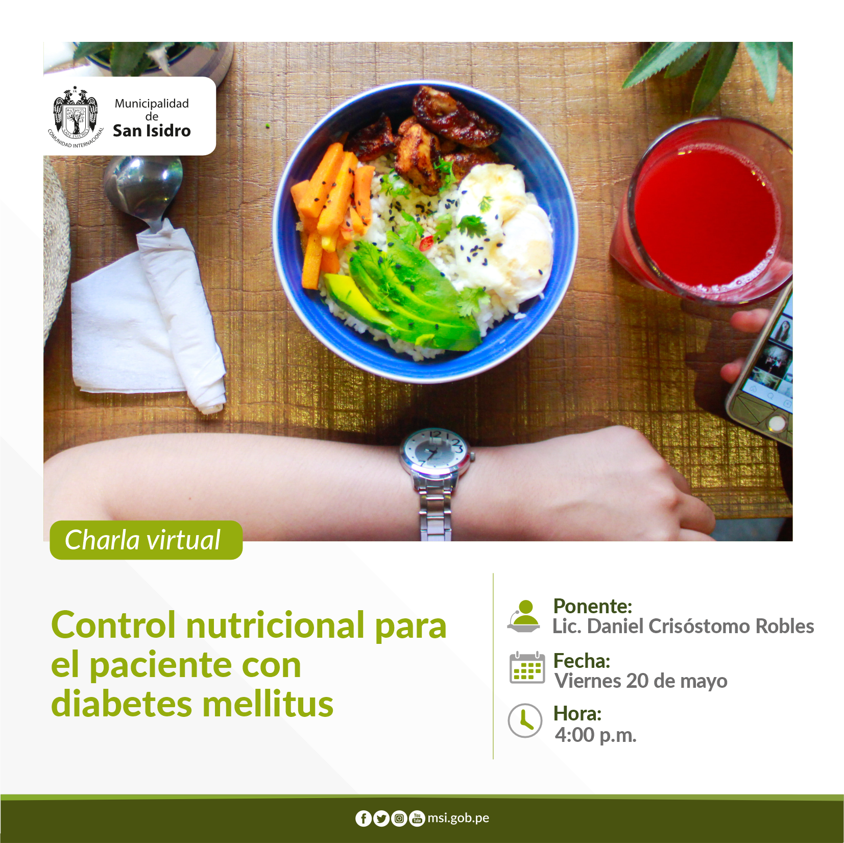 Control nutricional para paciente con diabetes