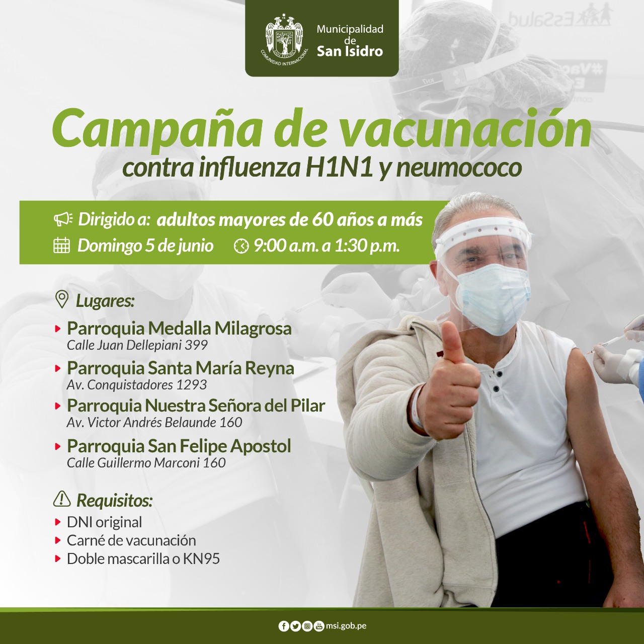 Campaña de vacunación contra la influenza H1N1 y neumococo