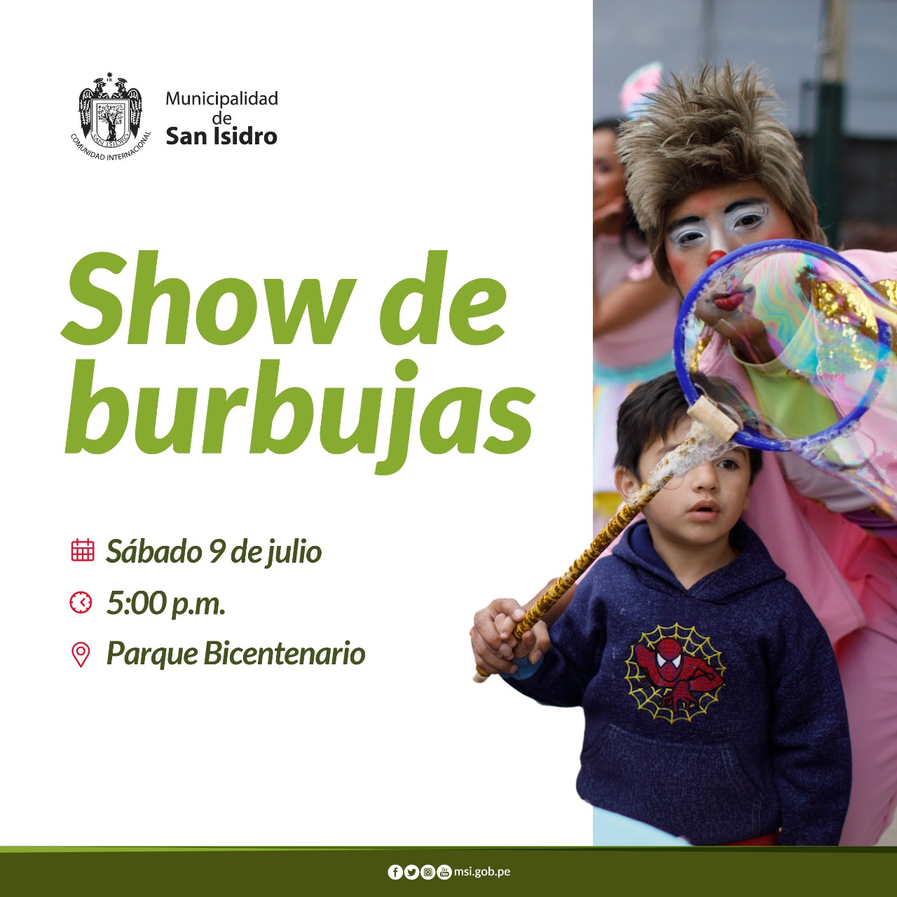 Show de burbujas en el Parque Bicentenario